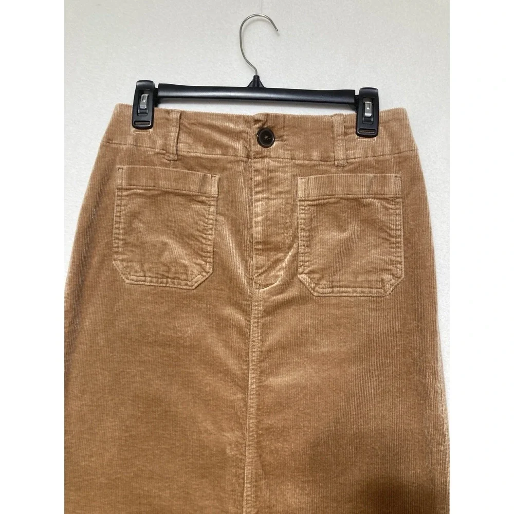 Anthropologie‎ Colette SP Skirt Maeve Corduroy Maxi Mustard Brown Boho Grunge